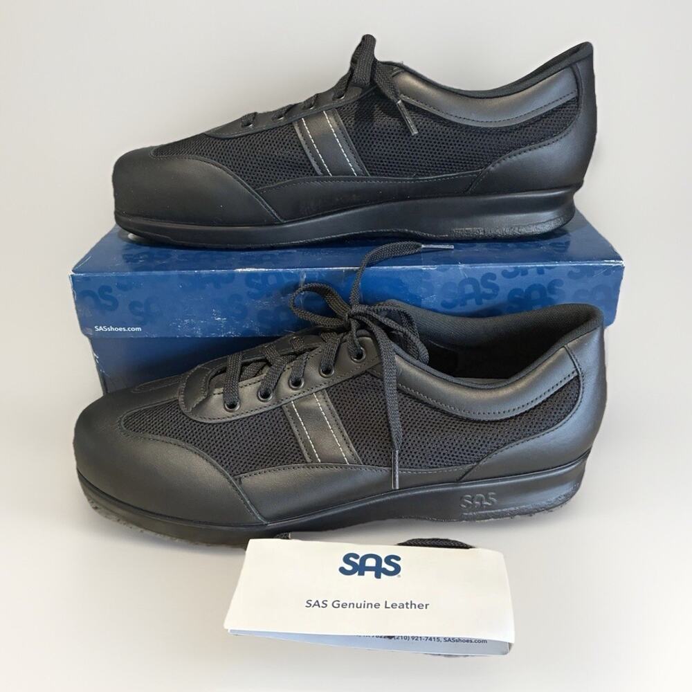 SAS Women's shoes B9361592 Black FT mesh leather size 12 N Lace-up ~ NEW